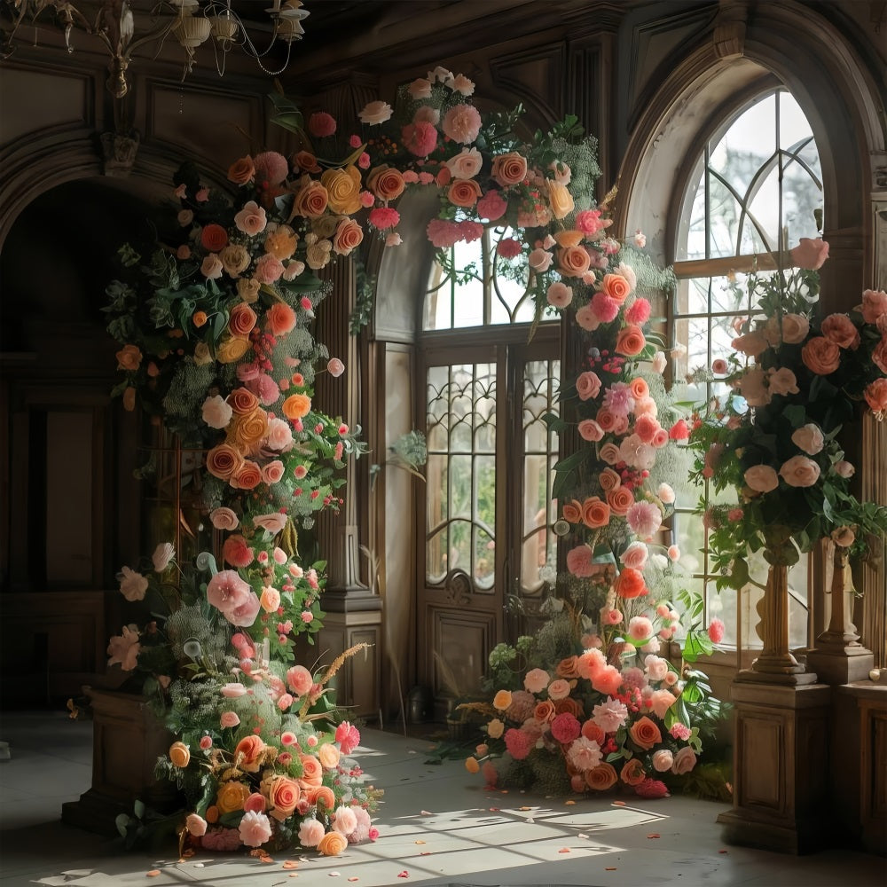 Blume Hintergrund Elegant Rose Bogen Fenster Hintergrund BRP1-497