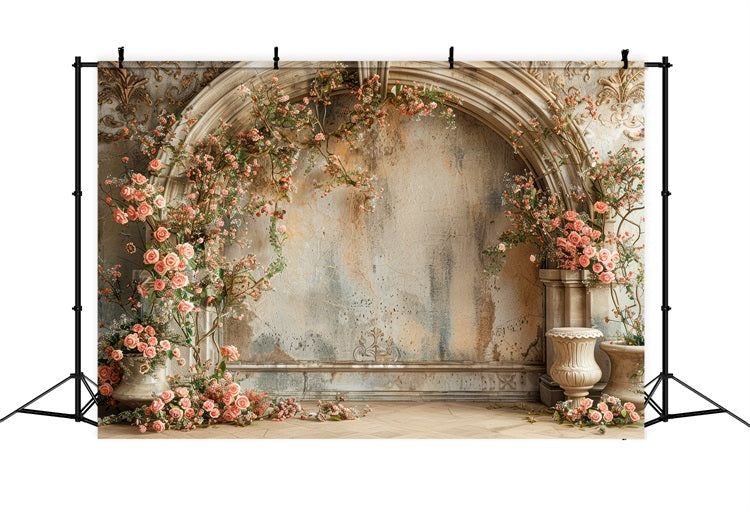 Blumen Fotohintergrund Vintage Rosenbogen Rustikaler Hintergrund BRP1-498