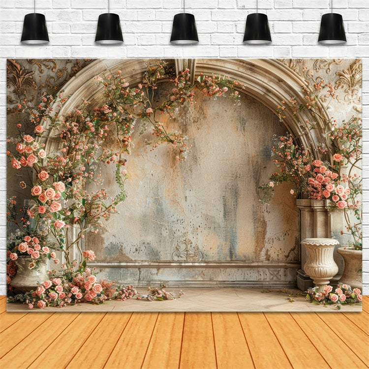 Blumen Fotohintergrund Vintage Rosenbogen Rustikaler Hintergrund BRP1-498