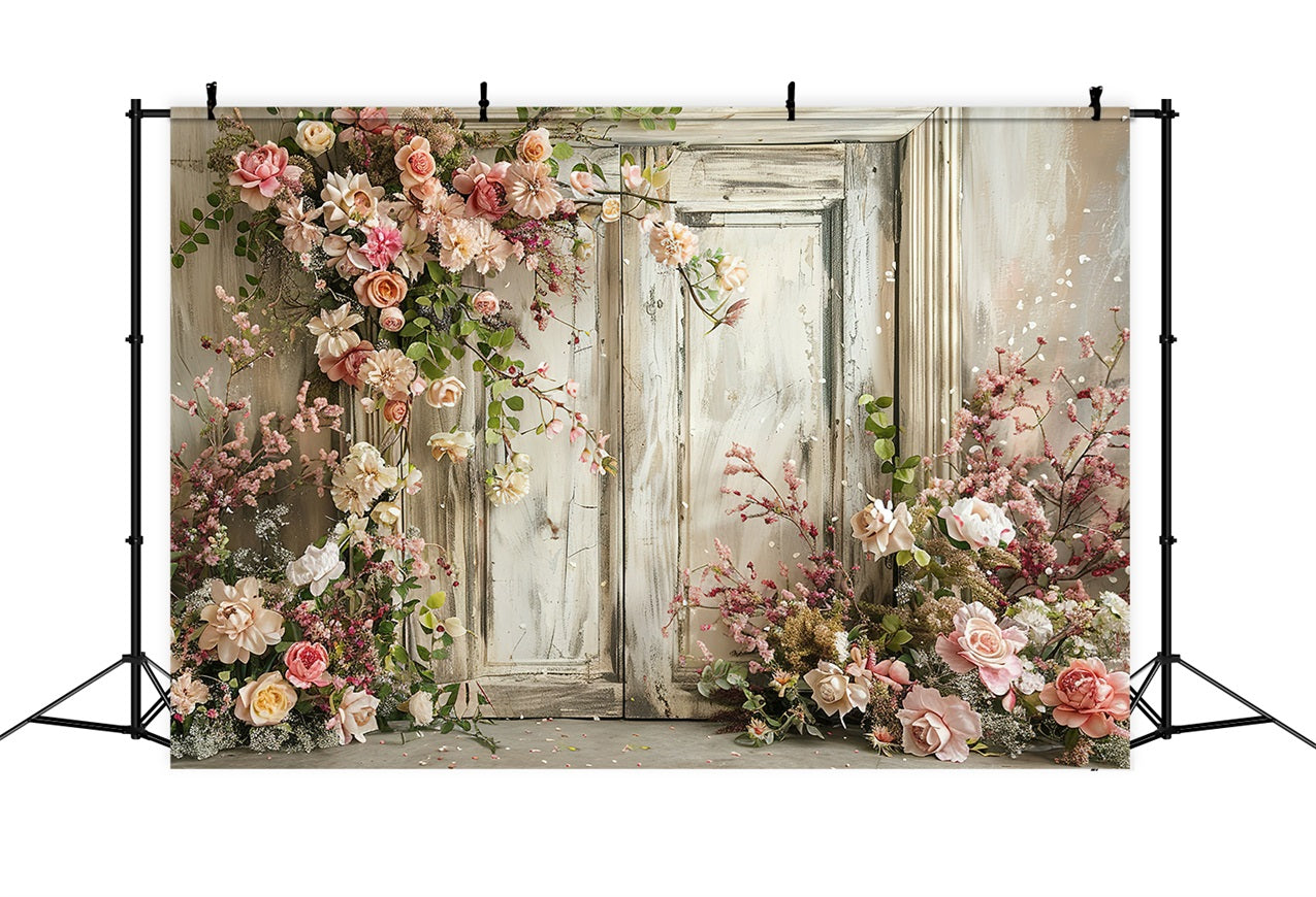 Blumenfoto-Hintergrund Vintage Holztür-Hintergrund BRP1-500