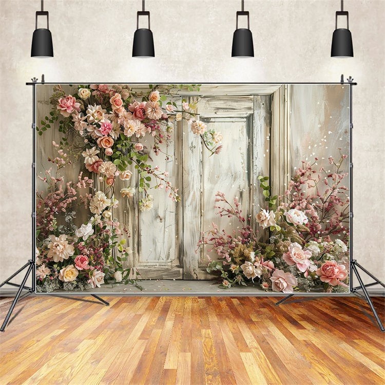 Blumenfoto-Hintergrund Vintage Holztür-Hintergrund BRP1-500