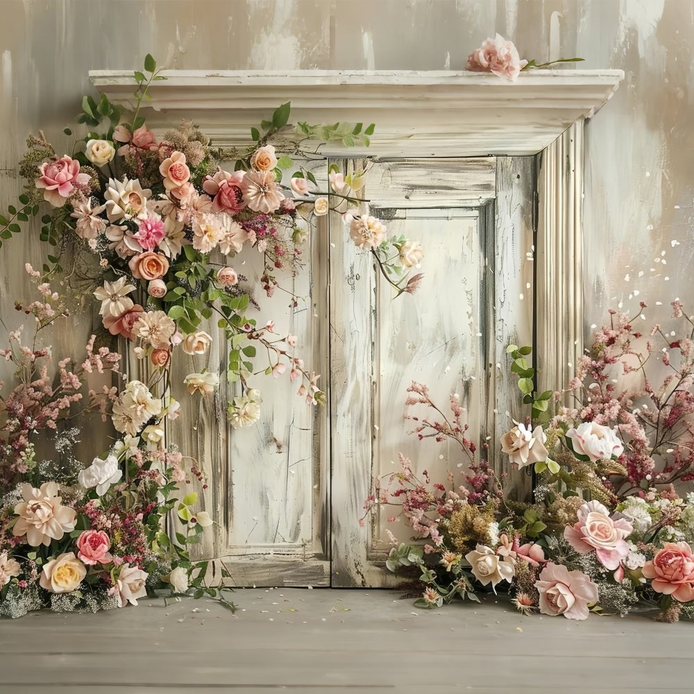 Blumenfoto-Hintergrund Vintage Holztür-Hintergrund BRP1-500