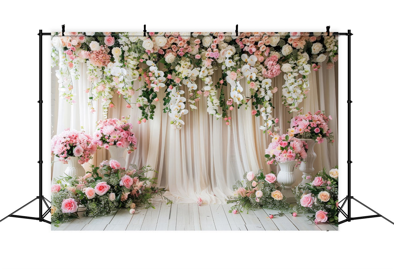 Floraler Hintergrund Romantische Rosa Rose Orchideen Hintergrund BRP1-504