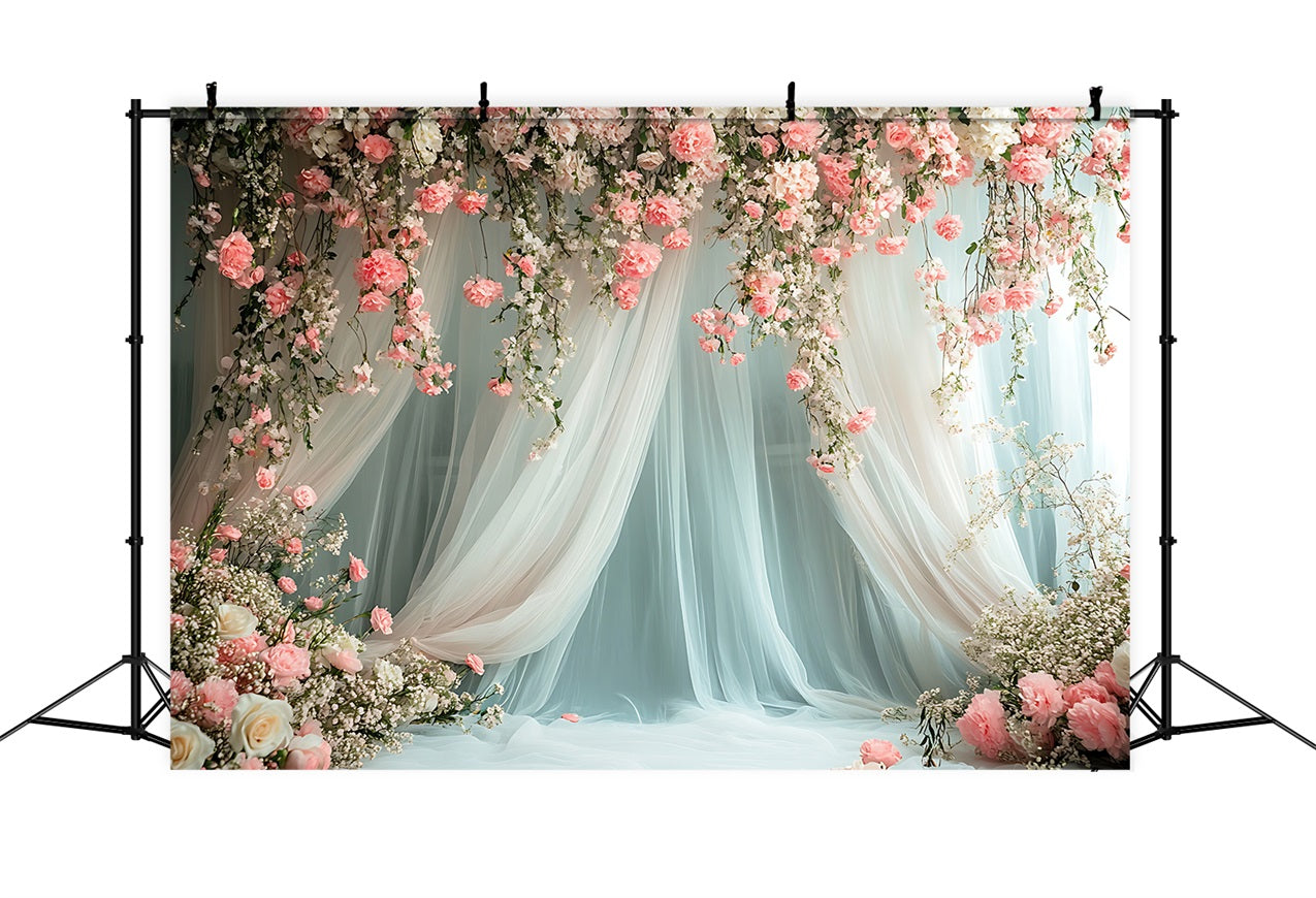 Blumenkulisse Romantisch Rosa Rosen Drapiert Hintergrund BRP1-509