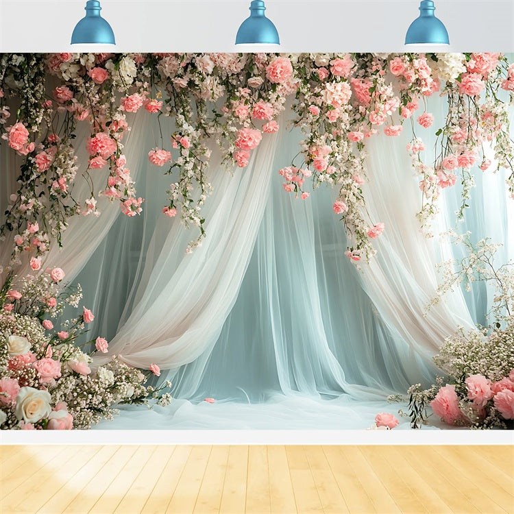 Blumenkulisse Romantisch Rosa Rosen Drapiert Hintergrund BRP1-509