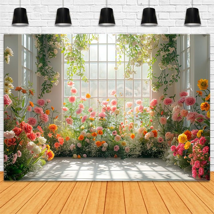 Blumenkulisse Sonnenlicht Fenster Blumenarrangement Kulisse BRP1-510