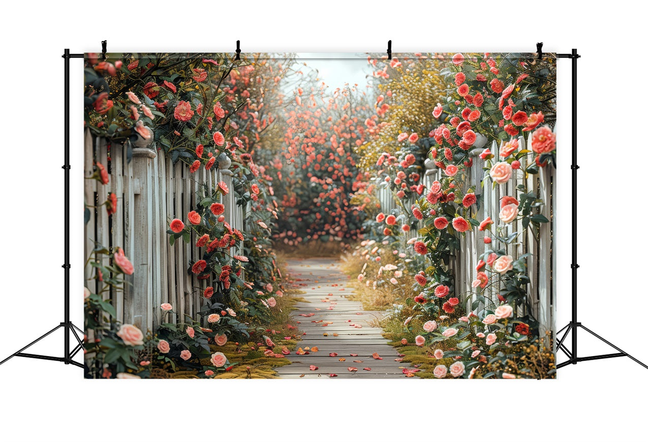 Blumige Fotokulisse Romantische Rosen Weg Kulisse BRP1-511