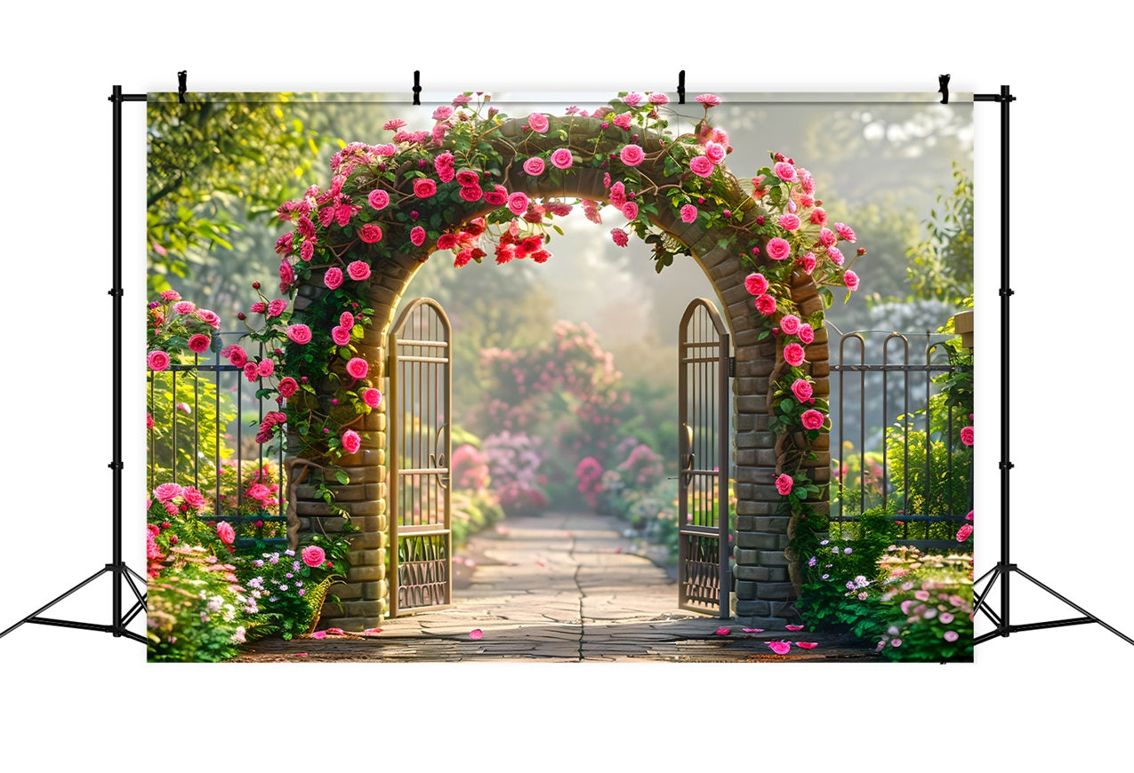 Florale Fotografie Backdrops Rose-Covered Arch Entrance Backdrop BRP1-512