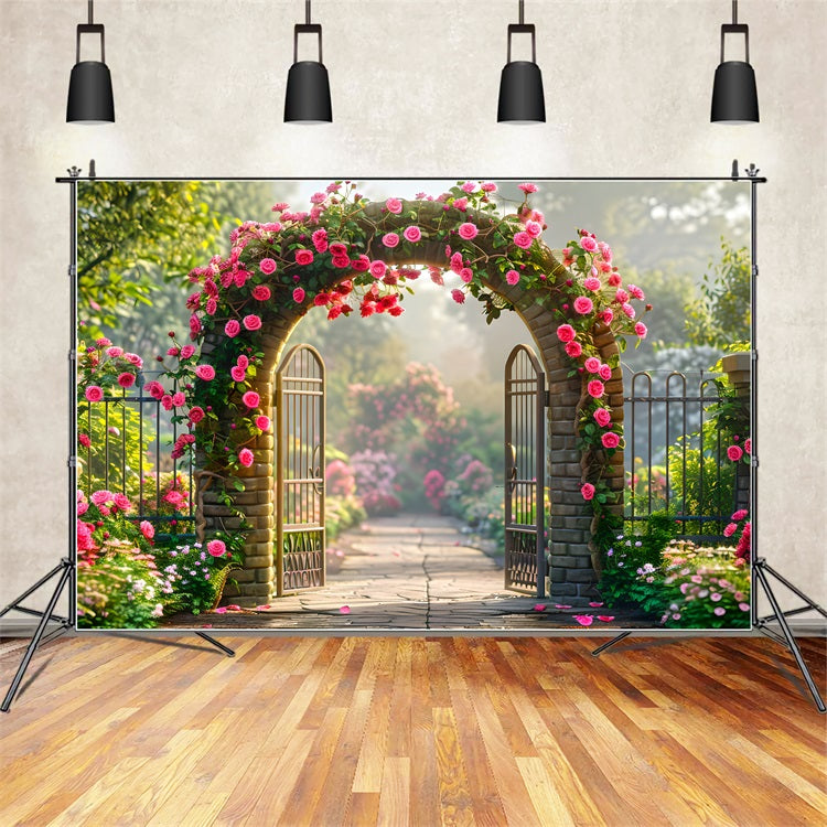Florale Fotografie Backdrops Rose-Covered Arch Entrance Backdrop BRP1-512