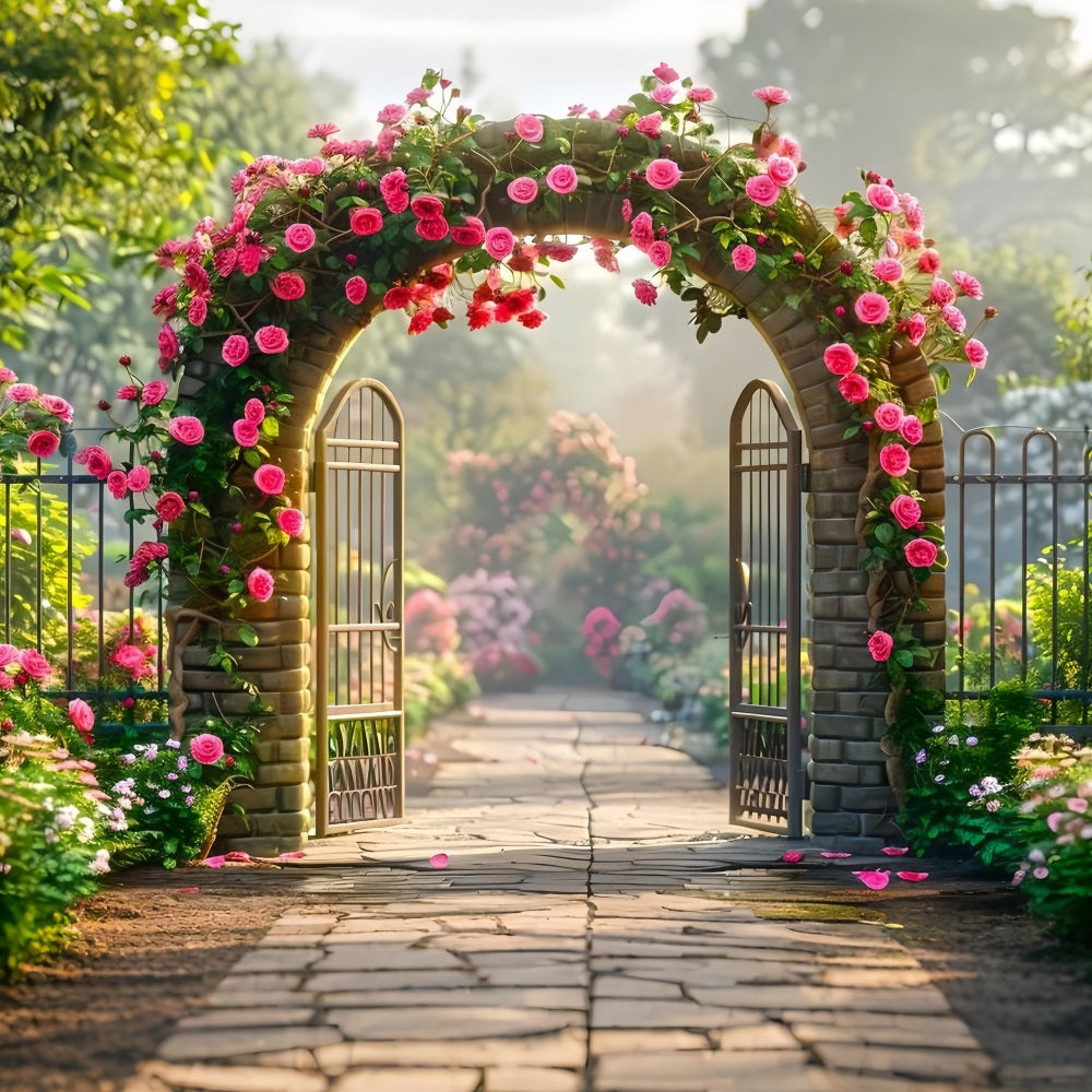 Florale Fotografie Backdrops Rose-Covered Arch Entrance Backdrop BRP1-512
