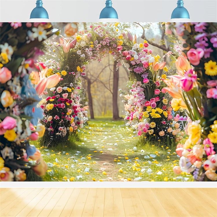 Blumenfotografie Backdrop Garten Pfad Blüte Torbogen Backdrop BRP1-513