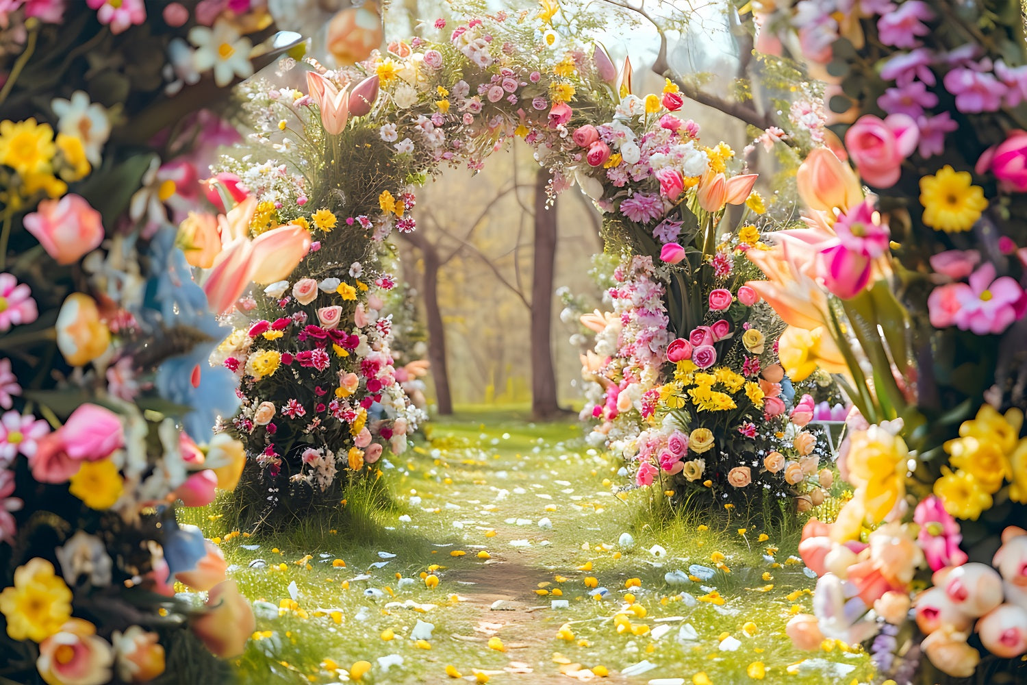 Blumenfotografie Backdrop Garten Pfad Blüte Torbogen Backdrop BRP1-513