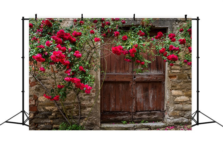 Blumen-Hintergrundbilder Zeitlose rote Tür-Rosen Hintergrund BRP1-518