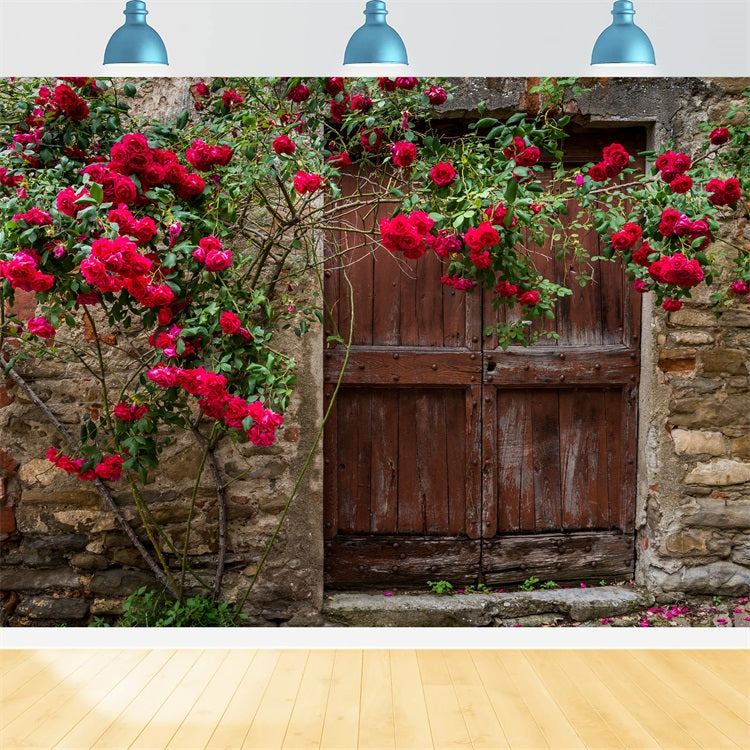 Blumen-Hintergrundbilder Zeitlose rote Tür-Rosen Hintergrund BRP1-518
