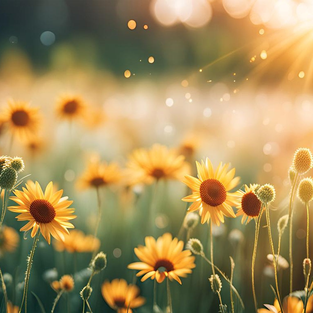 Blumige Fotohintergründe Sonnenschein Wildblumen Feld Hintergrund BRP1-520