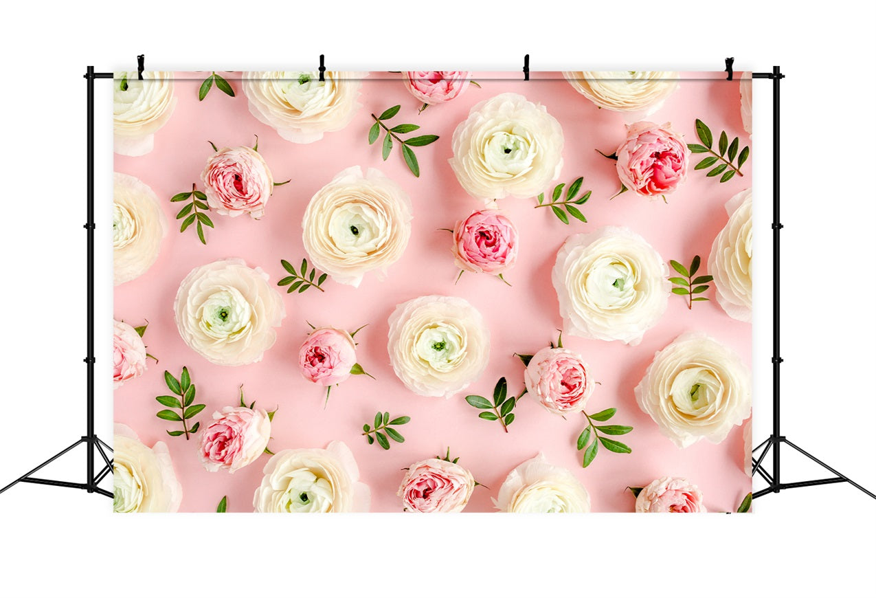 Blumen-Fotohintergrund Rosa Weiße Rosen Hintergrund BRP1-521