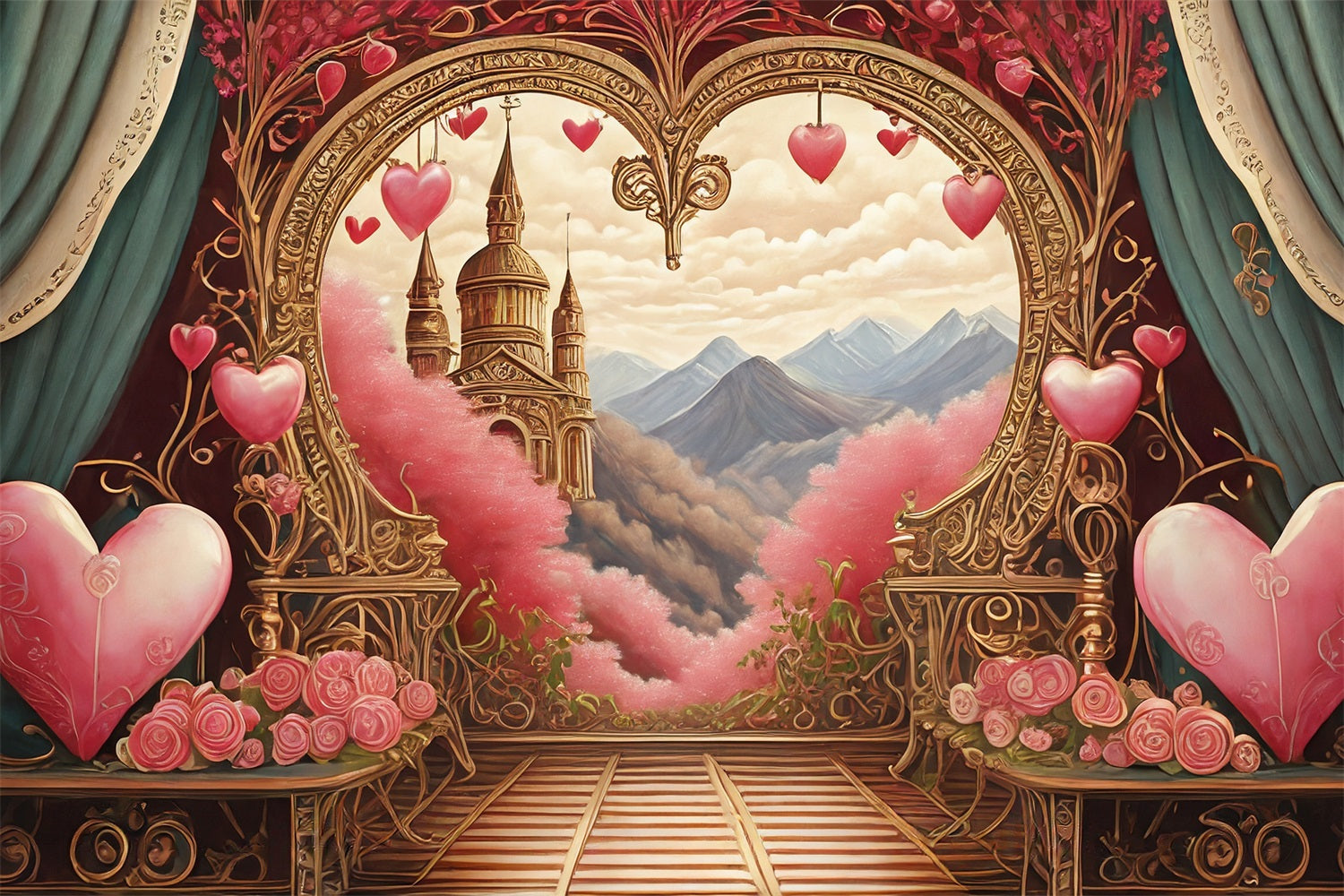 Valentinstag Fotokulisse Herzbogen Bergblick Kulisse BRP1-90