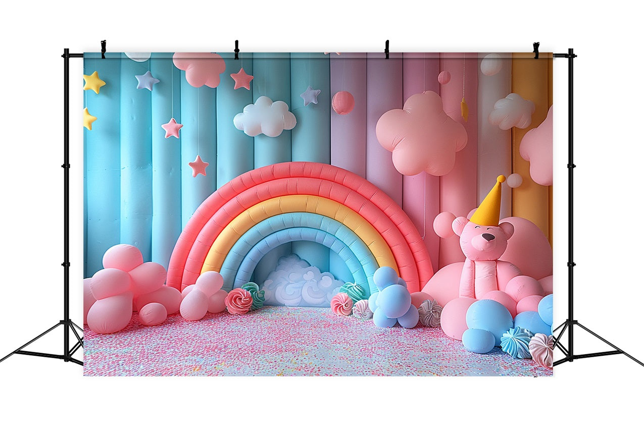 Soft Boho Bunte Regenbogen Ballon Arrangement Hintergrund BRP10-103