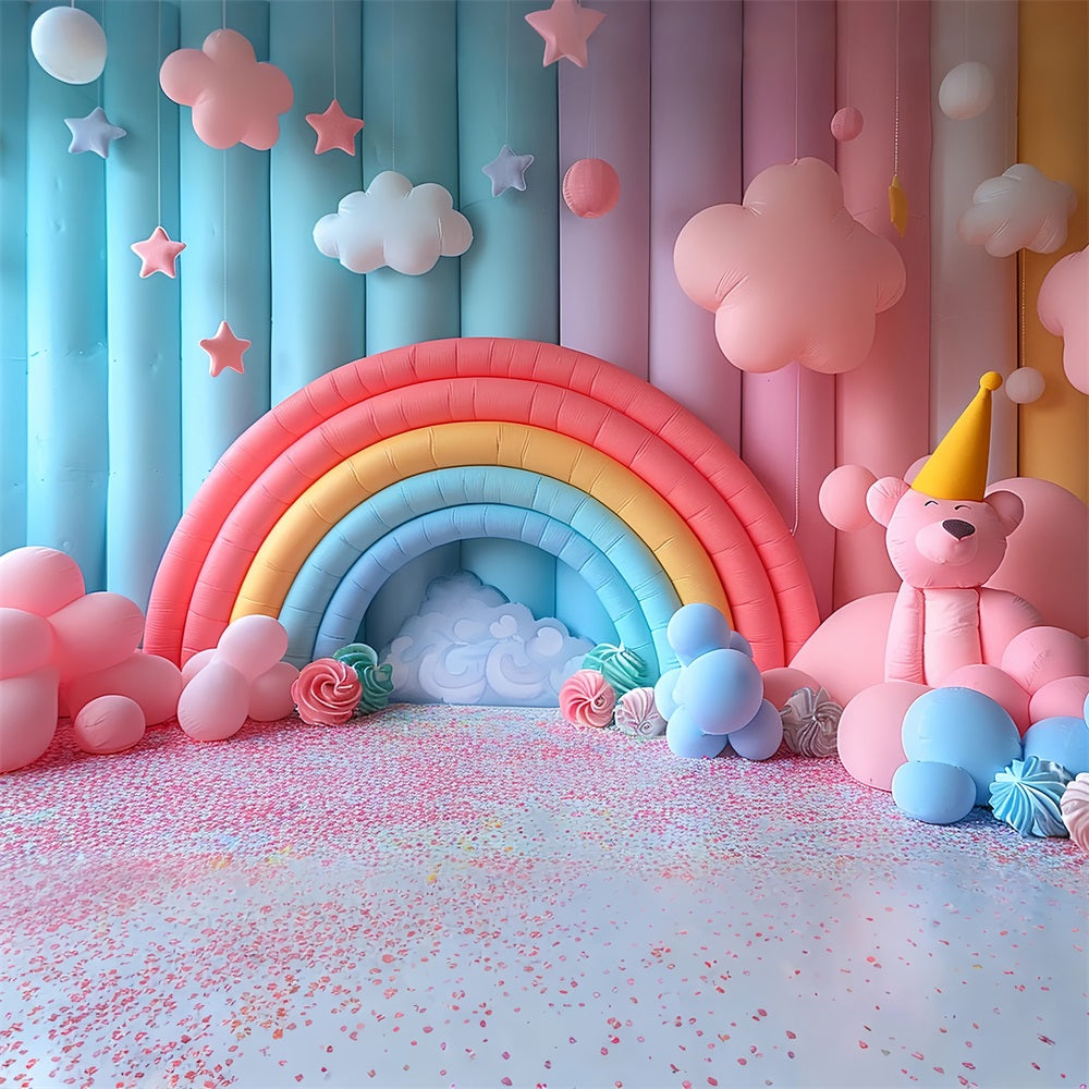 Soft Boho Bunte Regenbogen Ballon Arrangement Hintergrund BRP10-103