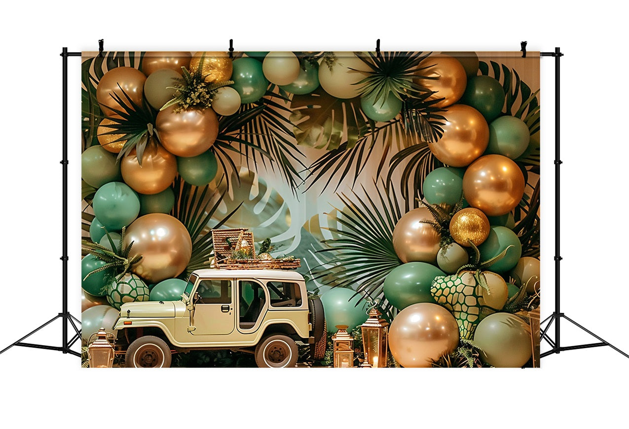 Safari Jeep Abenteuer Boho Tropisch Hintergrund BRP10-105