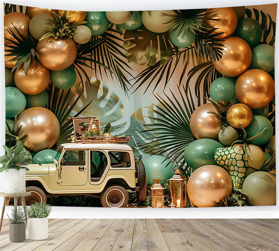 Safari Jeep Abenteuer Boho Tropisch Hintergrund BRP10-105