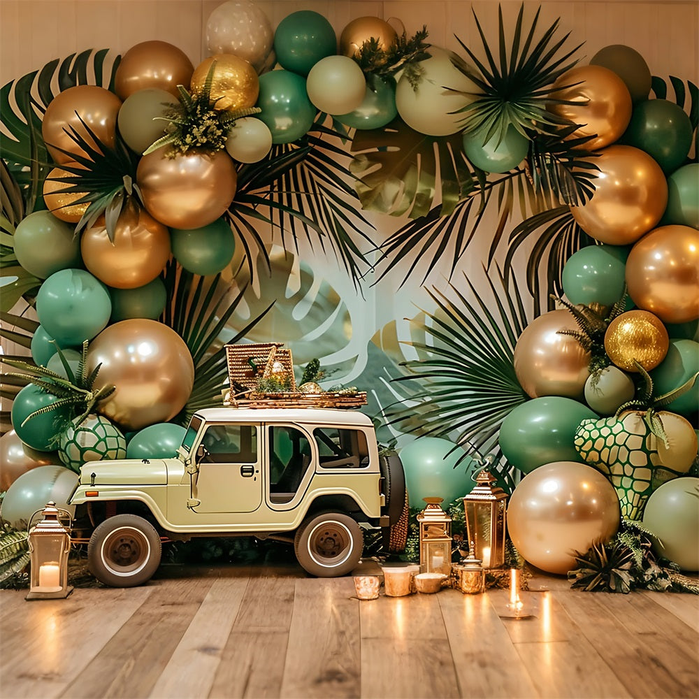 Safari Jeep Abenteuer Boho Tropisch Hintergrund BRP10-105