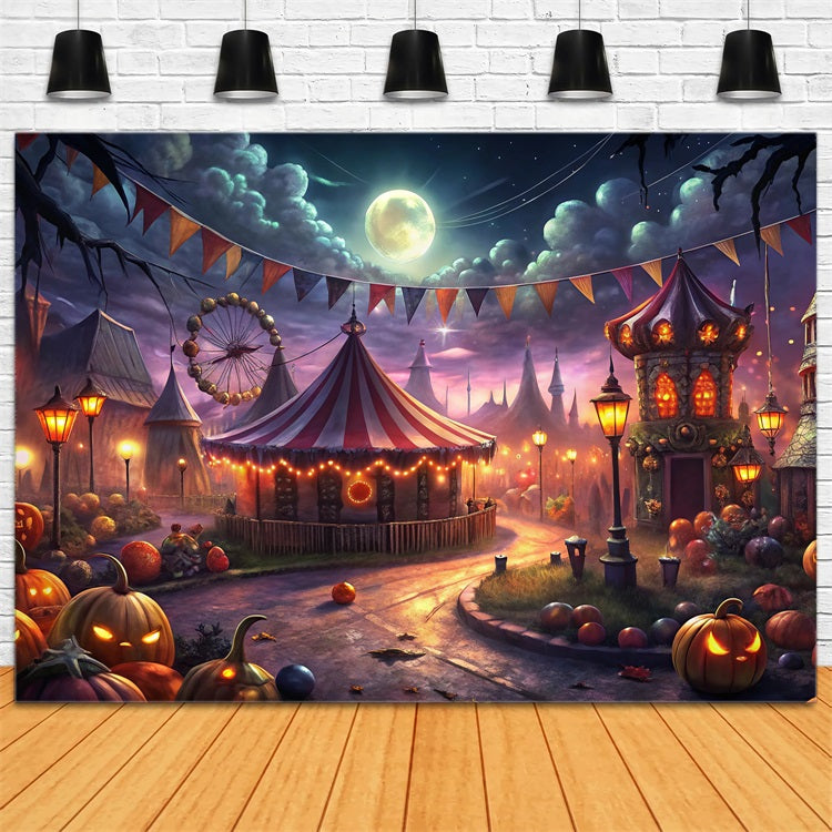 Halloween Wandhintergrund Spooky Halloween Karneval Vollmond Hintergrund BRP10-172