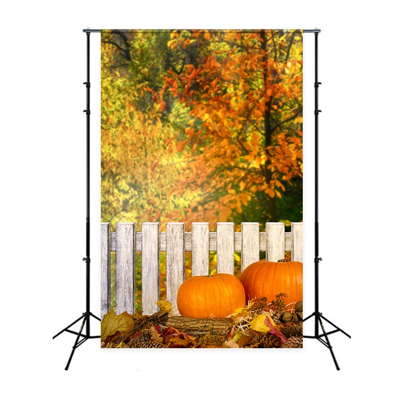 Herbst Fotohintergründe Rustikaler Zaun Kürbisse Hintergrund BRP10-266