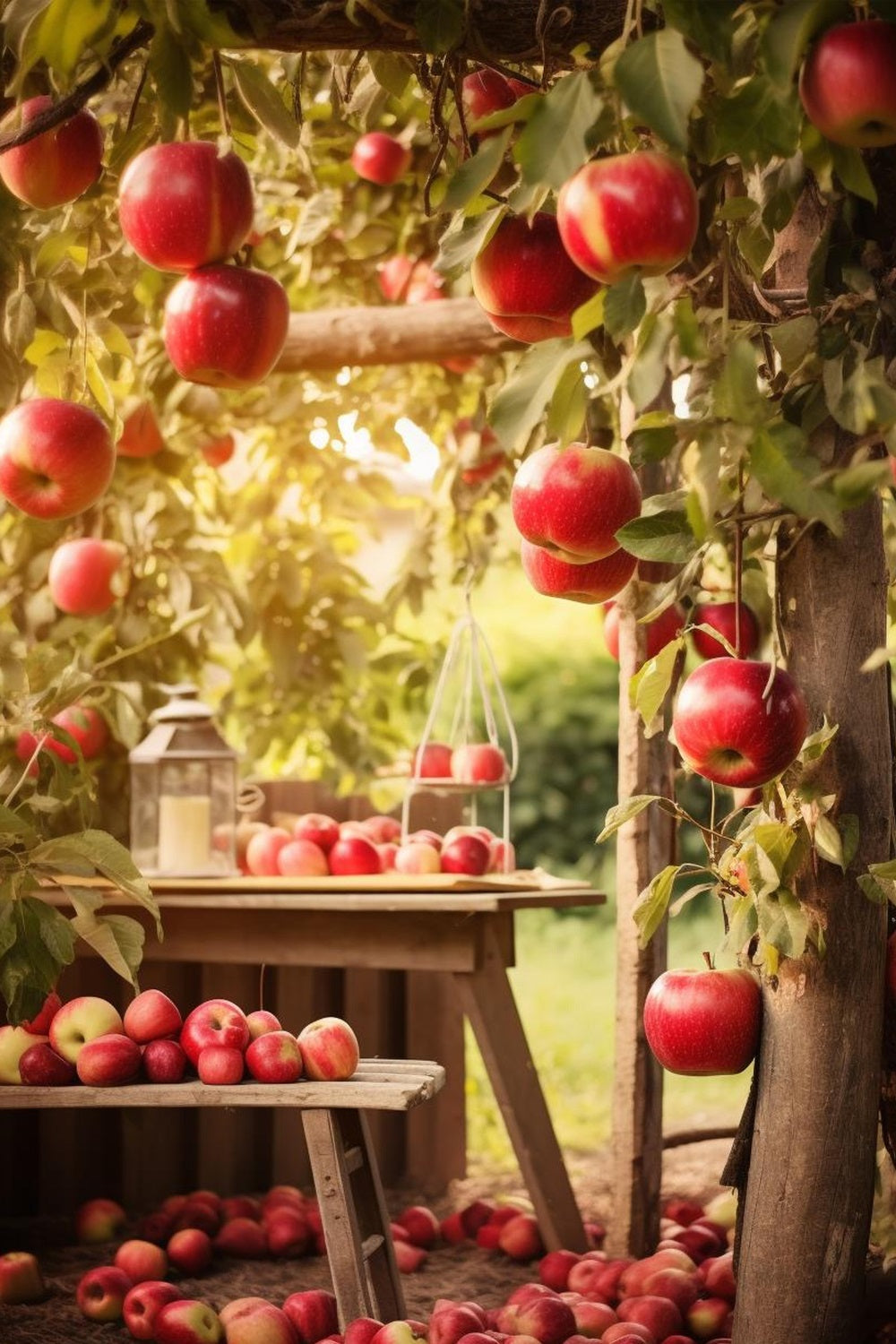 Herbst Ernte Hintergrund Obstgarten Äpfel Szene Hintergrund BRP10-267