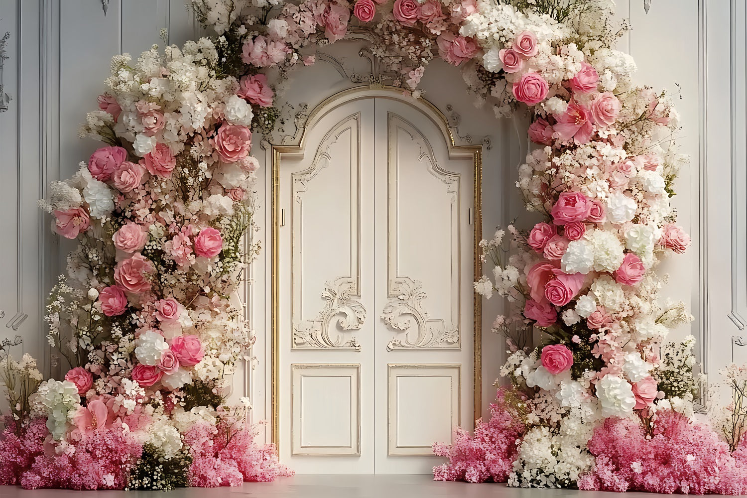 Bogen Wand Fotohintergrund Blume Weiße Türen Hintergrund BRP10-285