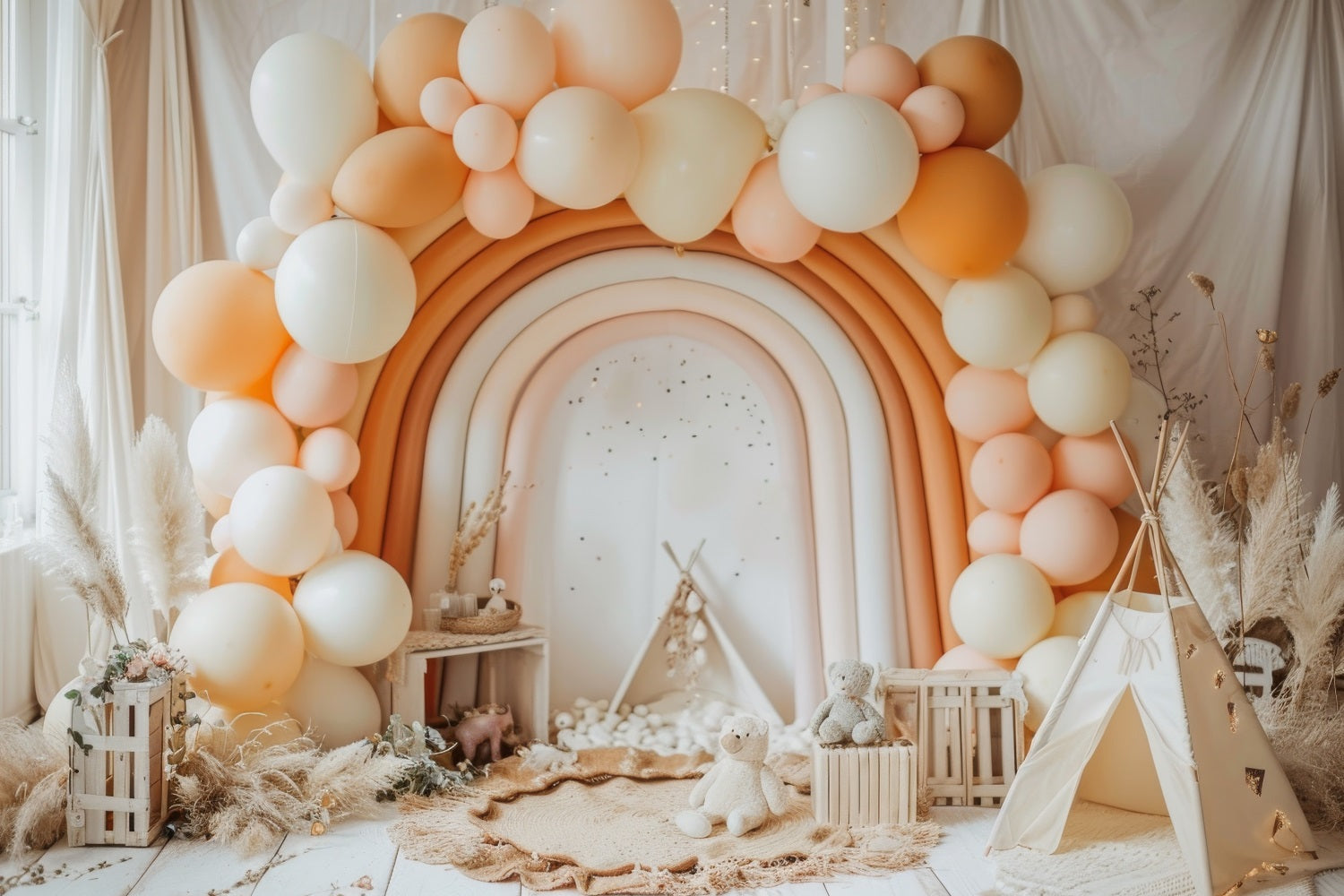 Geburtstag Fotohintergrund Ballon Regenbogen Hintergrund BRP10-352