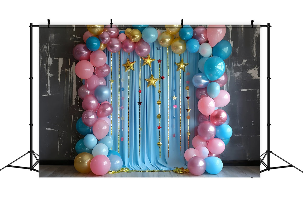 Fotografie Geburtstag Hintergrund Sterne Luftballons Bogen Hintergrund BRP10-374