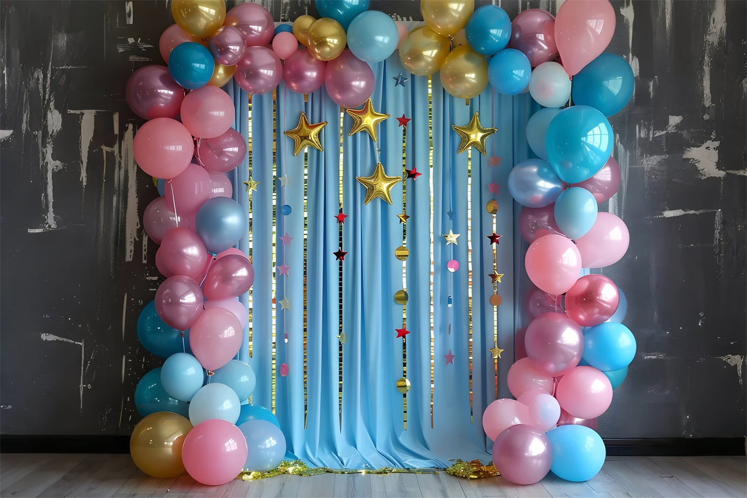 Fotografie Geburtstag Hintergrund Sterne Luftballons Bogen Hintergrund BRP10-374