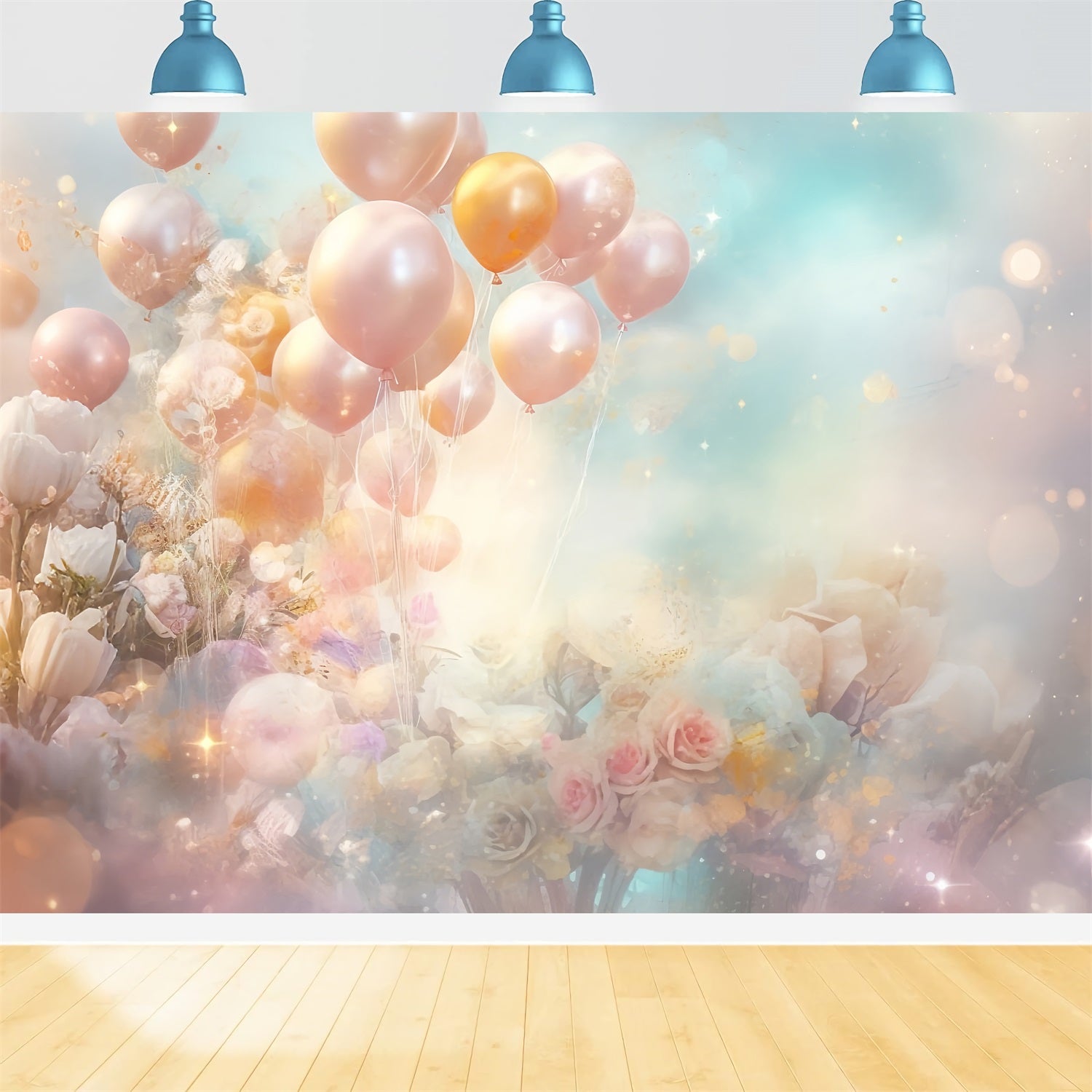 Happy Birthday Hintergrund für Kinder Ballons Blumen Hintergrund BRP10-377