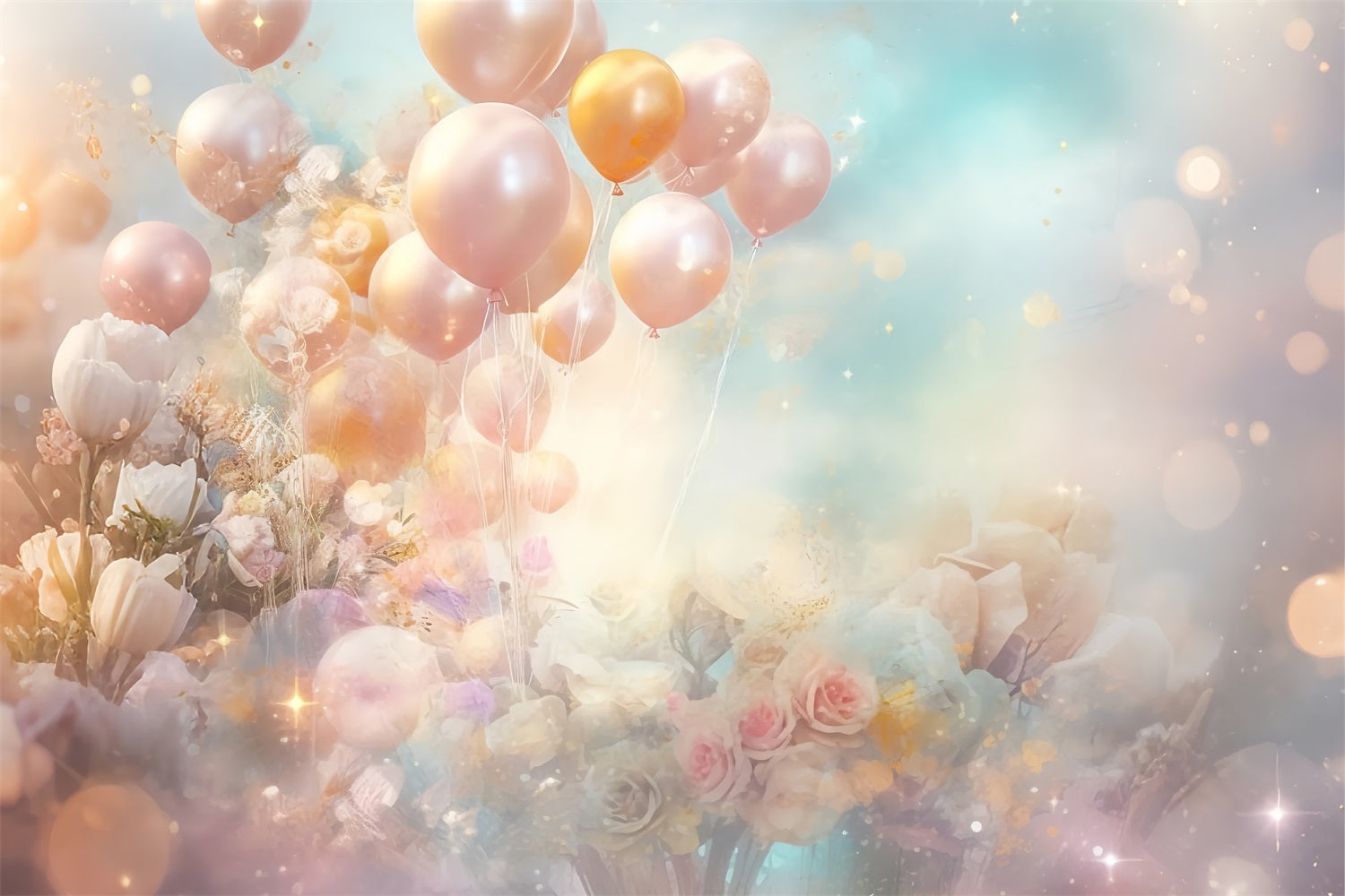 Happy Birthday Hintergrund für Kinder Ballons Blumen Hintergrund BRP10-377