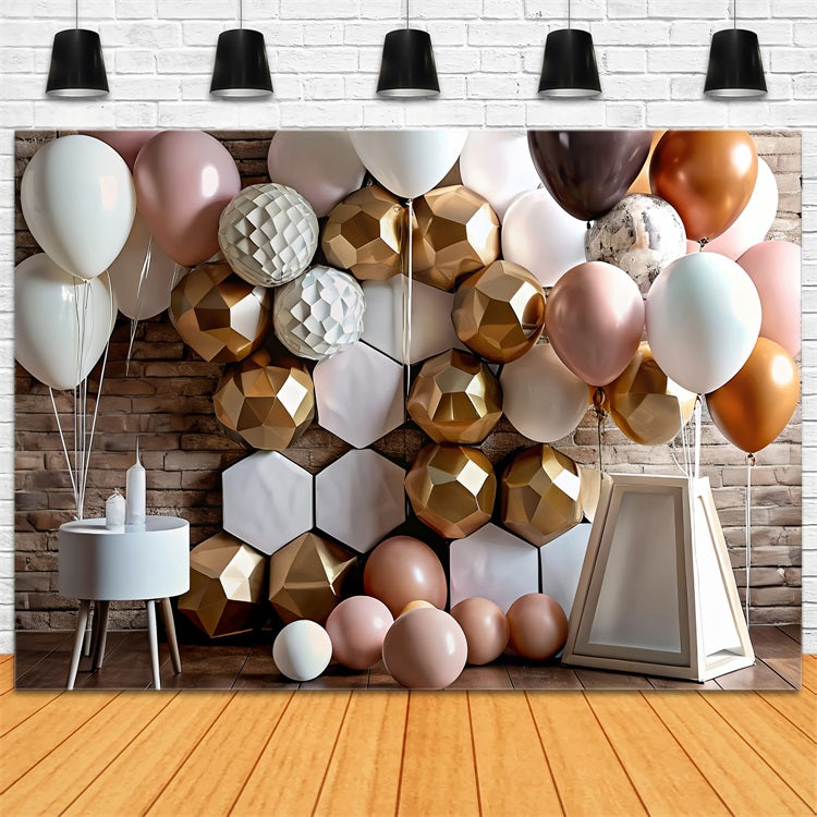 Happy Birthday Ballons Hintergrund Geometrisch Hintergrund BRP10-381