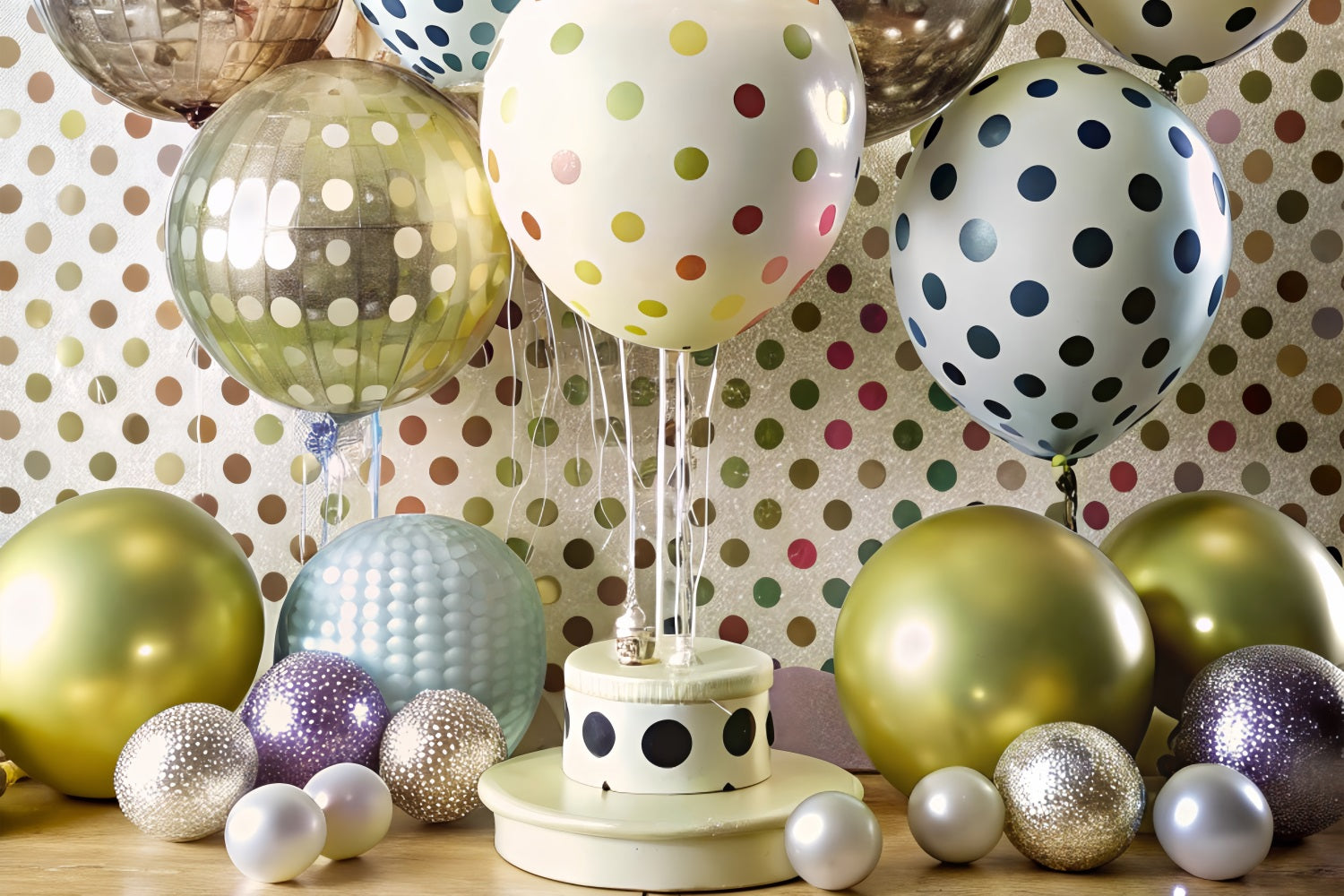 Kindergeburtstag Hintergrund Polka Dot Ballon Hintergrund BRP10-382
