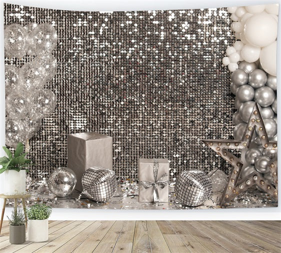 Geburtstag Ballons Hintergrund Silber Bouquet Star Hintergrund BRP10-384
