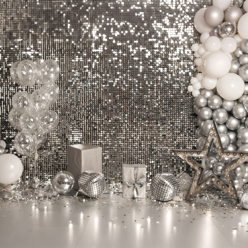 Geburtstag Ballons Hintergrund Silber Bouquet Star Hintergrund BRP10-384