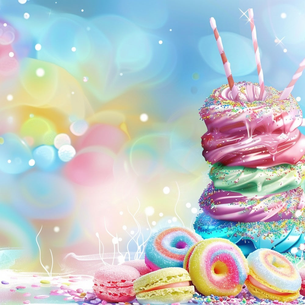 Geburtstag Hintergrund Sugary Donut Macarons Hintergrund BRP10-391