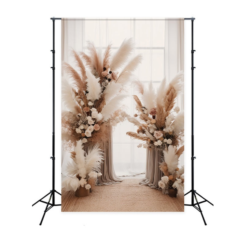 Boho Hintergrund Ideen Pampas Rosen Drapes Hintergrund BRP10-576