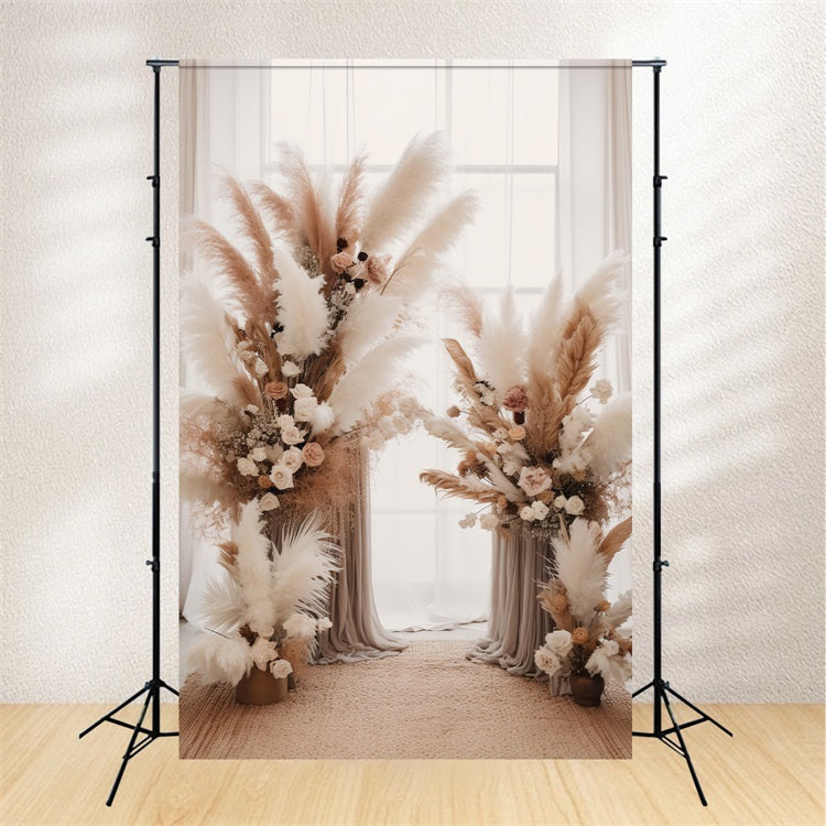Boho Hintergrund Ideen Pampas Rosen Drapes Hintergrund BRP10-576