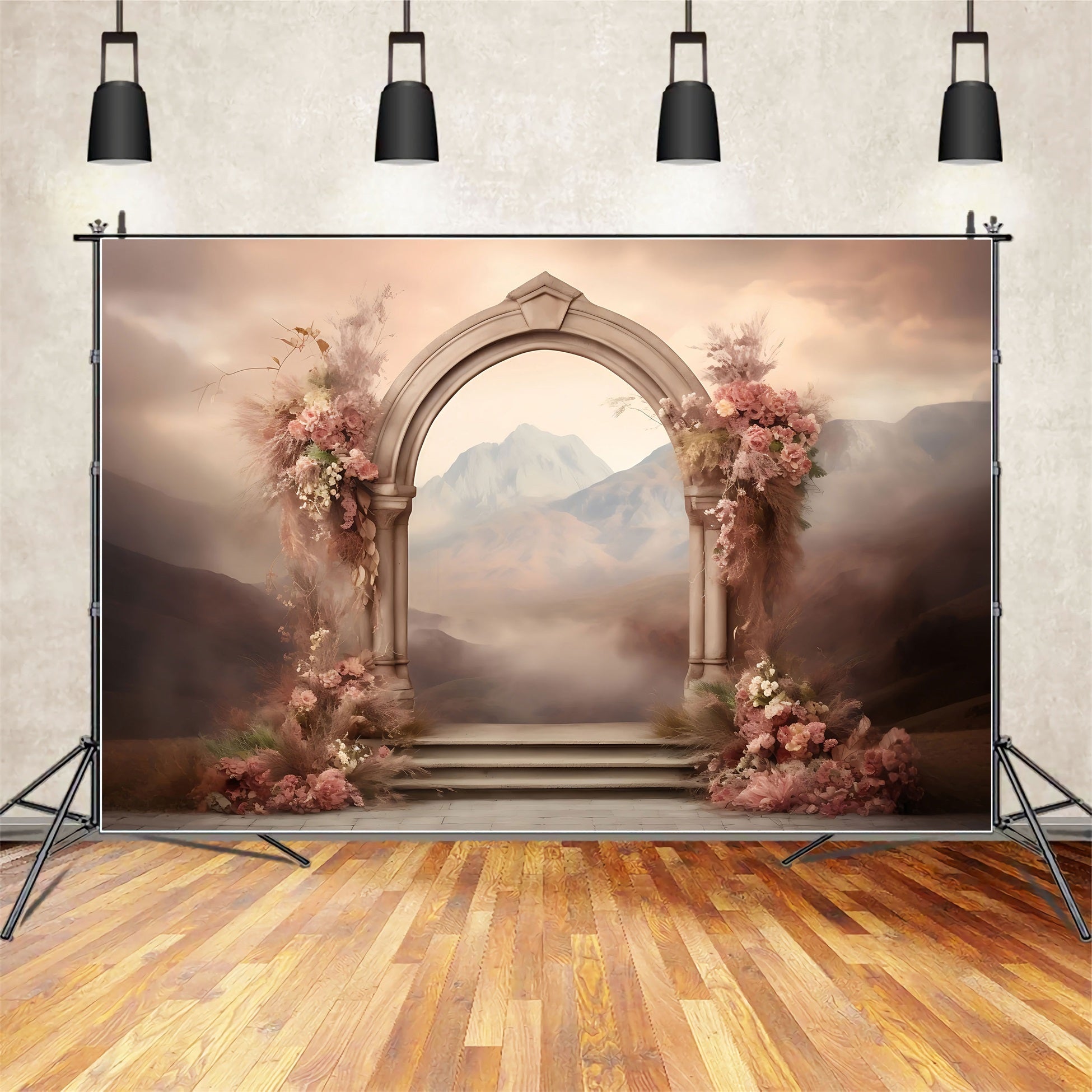Boho Fotografie Hintergrund Berg Floral Bogen Hintergrund BRP10-585