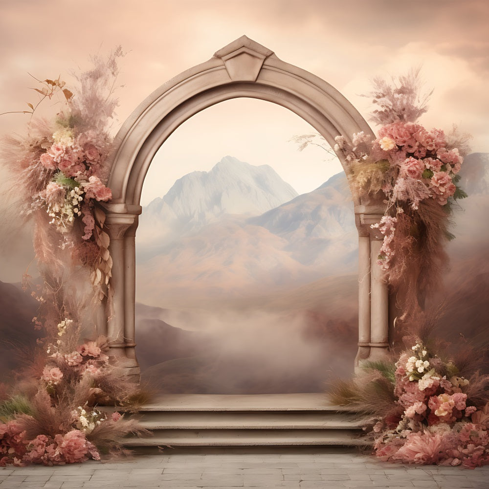 Boho Fotografie Hintergrund Berg Floral Bogen Hintergrund BRP10-585