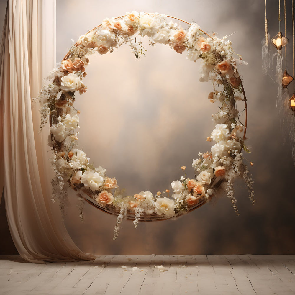 Boho Booth Hintergrund Floral Hoop Lanterns Hintergrund BRP10-586