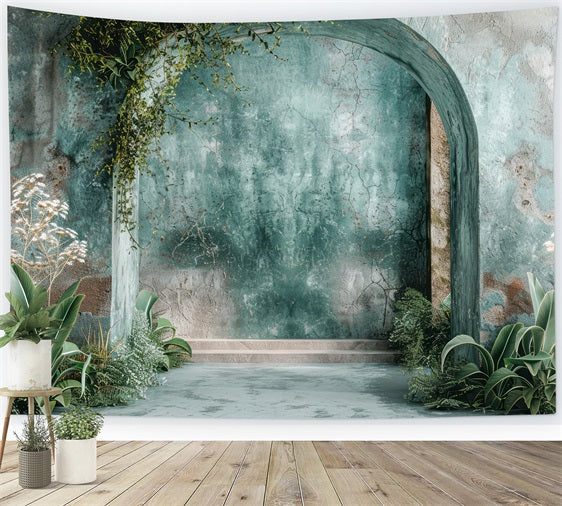Vintage strukturierte Wand Pflanzen Boho Hintergrund BRP10-59