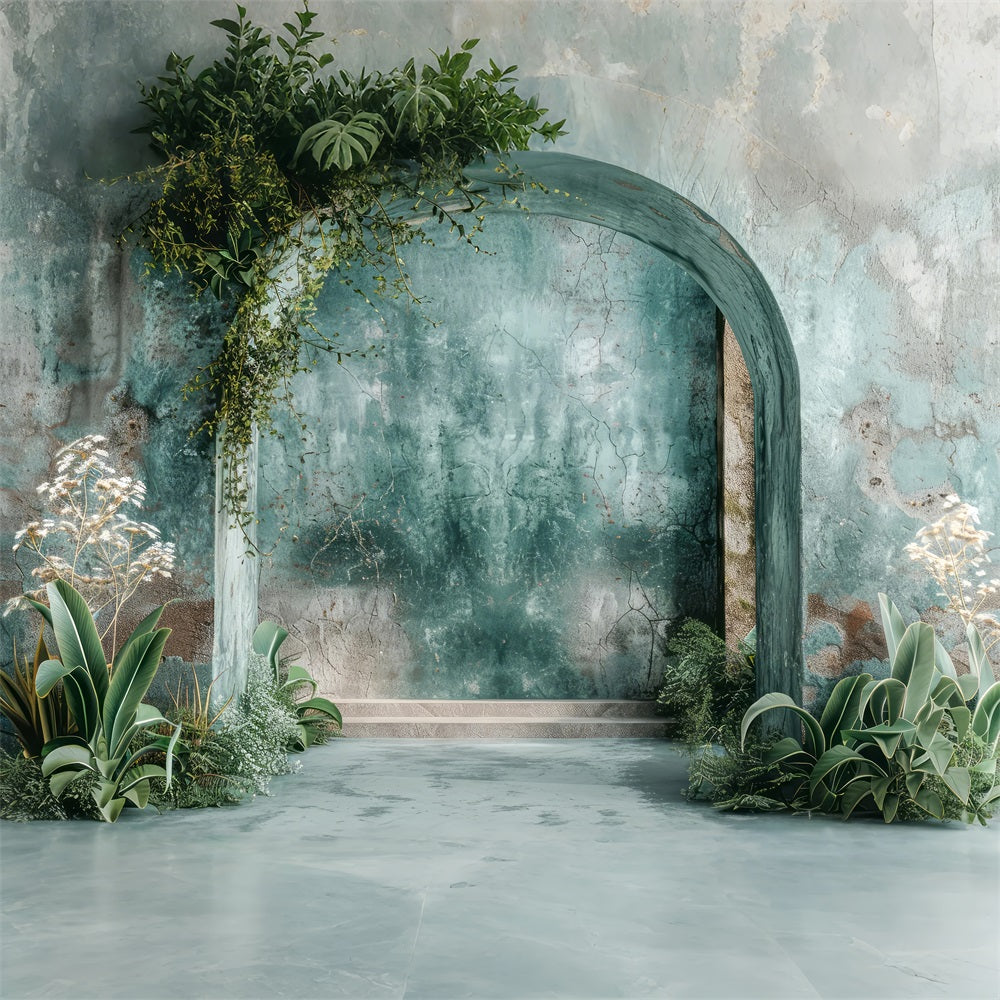 Vintage strukturierte Wand Pflanzen Boho Hintergrund BRP10-59