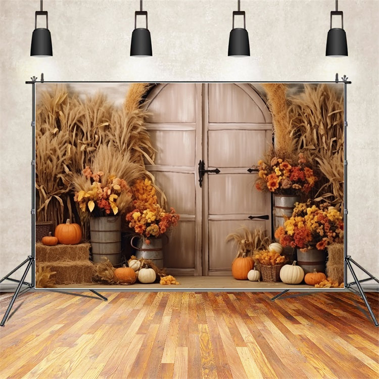 Boho Herbst Ernte Szene Blumen Backdrop BRP10-67