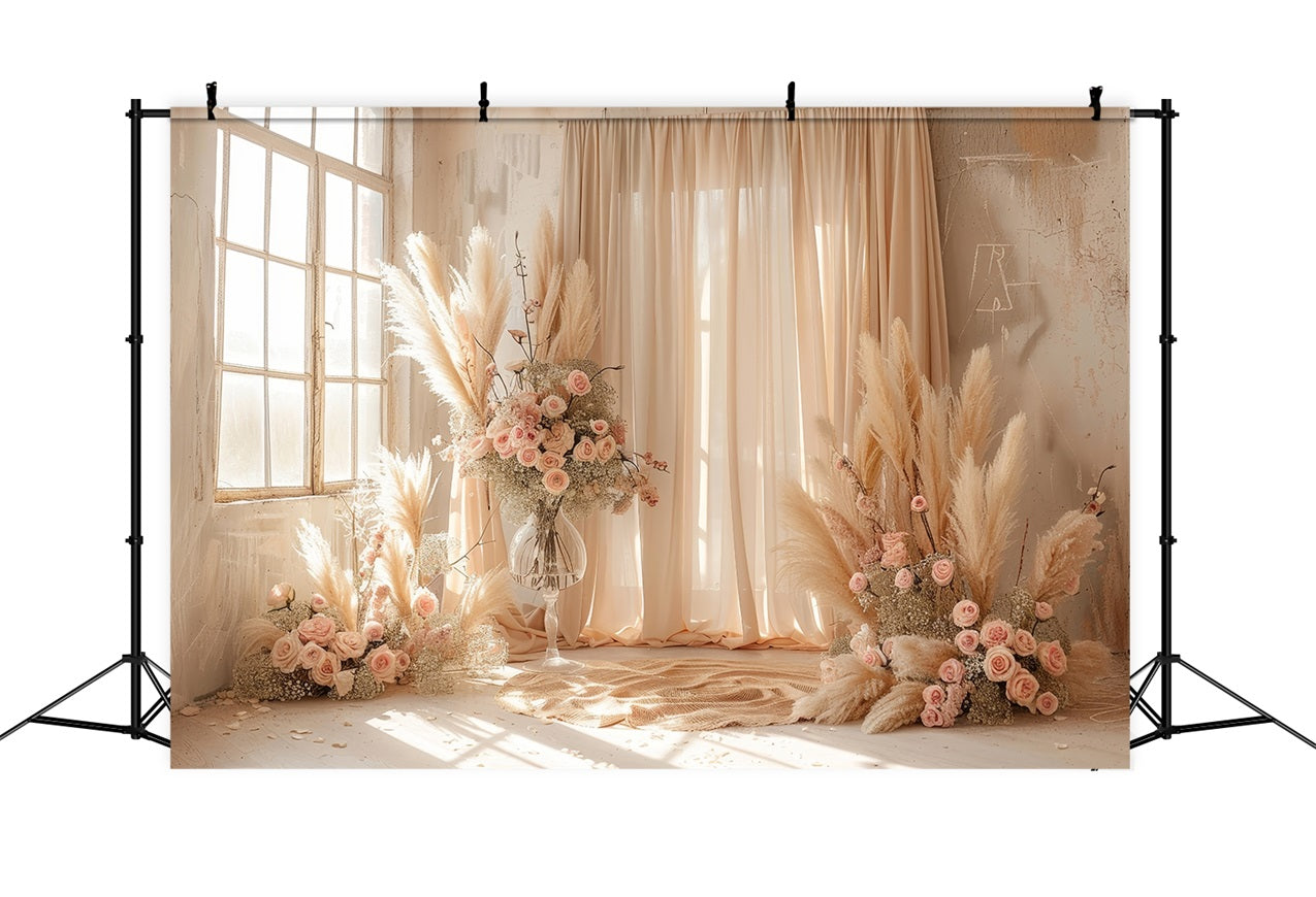 Weiche Boho-Blumen-Szene Drapierungen Hintergrund BRP10-68