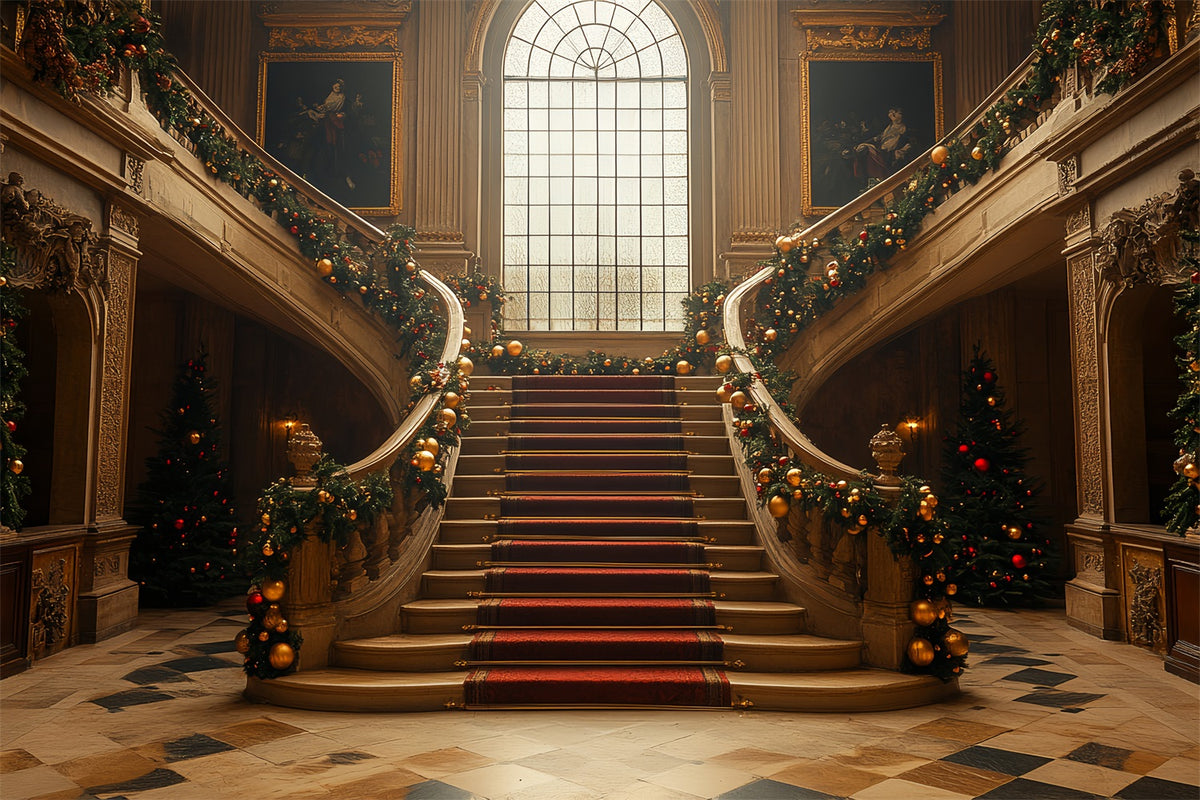 Weihnachten Backdrop Grand Spiral Staircase Celebration Backdrop BRP11-242